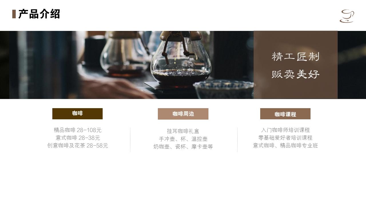 咖啡店饮品咖啡厅烘焙餐饮行业完整商业计划书PPT模板-产品介绍